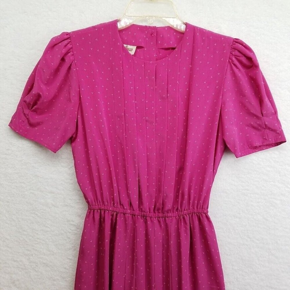 Petites For Maggy Secretary Dress Size 6 Puff Sleeve Pleated Top Vintage 80s - Picture 2 of 10